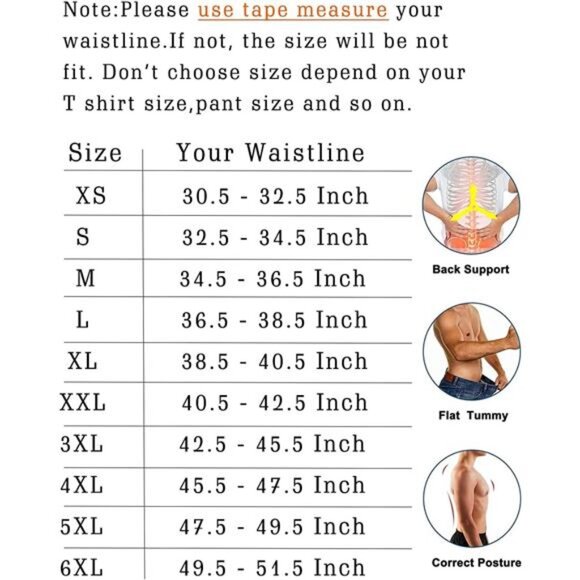 100% Latex Men Waist Trainer Corsets With Steel Bone Sweat Belt Sauna Suit - Picture 6 of 7